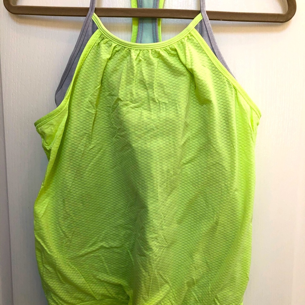 Ivivva two layer tank top (green/purple) with bra